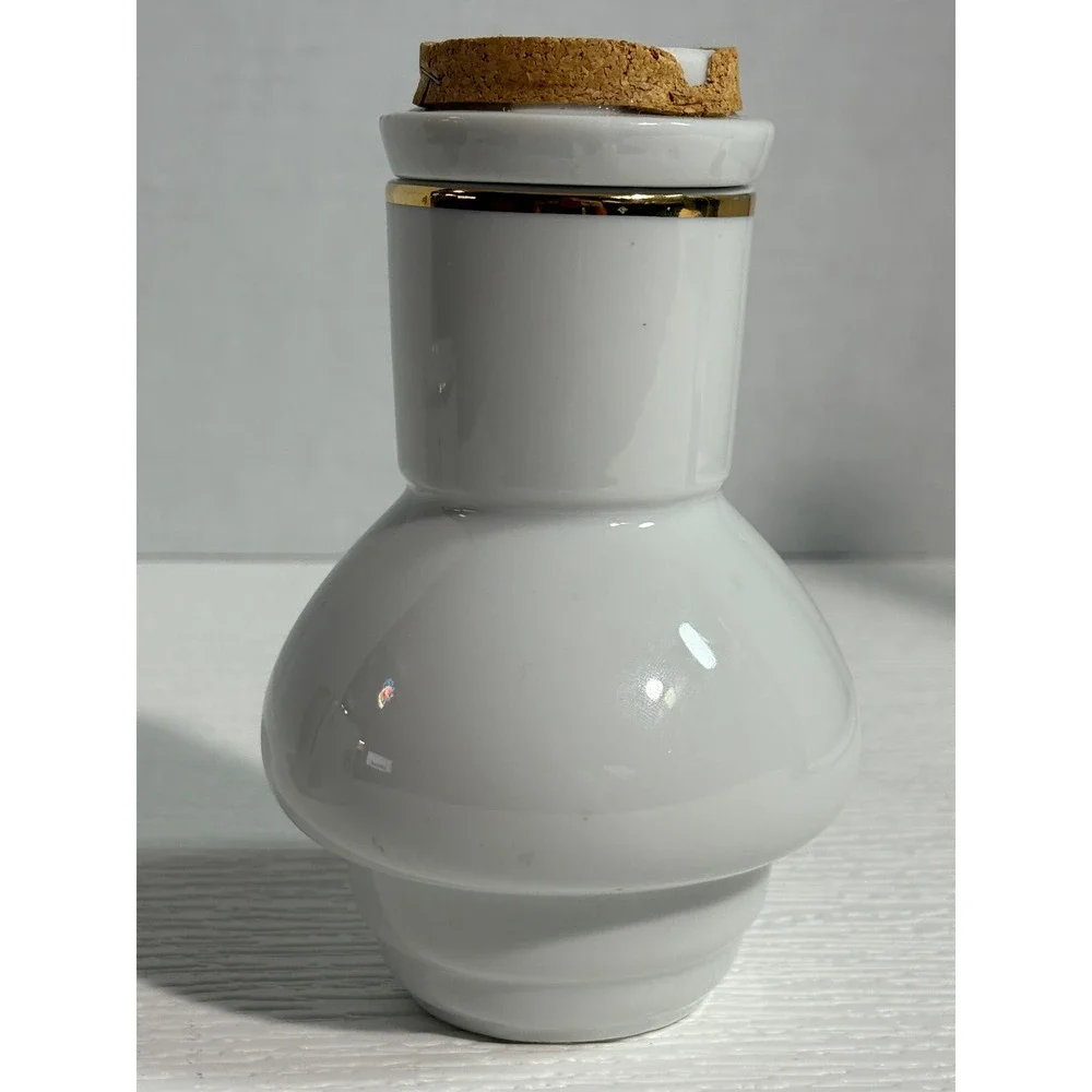 Vintage Price Import Japan Boss Decanter and Mug Set White Gold Ceramic S0120